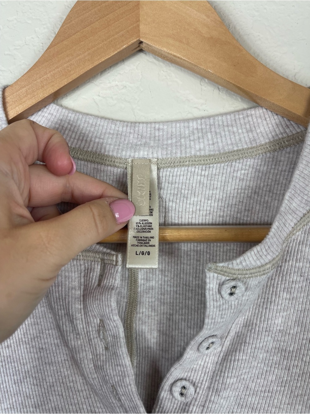 Skims Cotton Rib Henley Long Sleeve Mini Dress Oatmeal Size Large - Picture 4 of 7